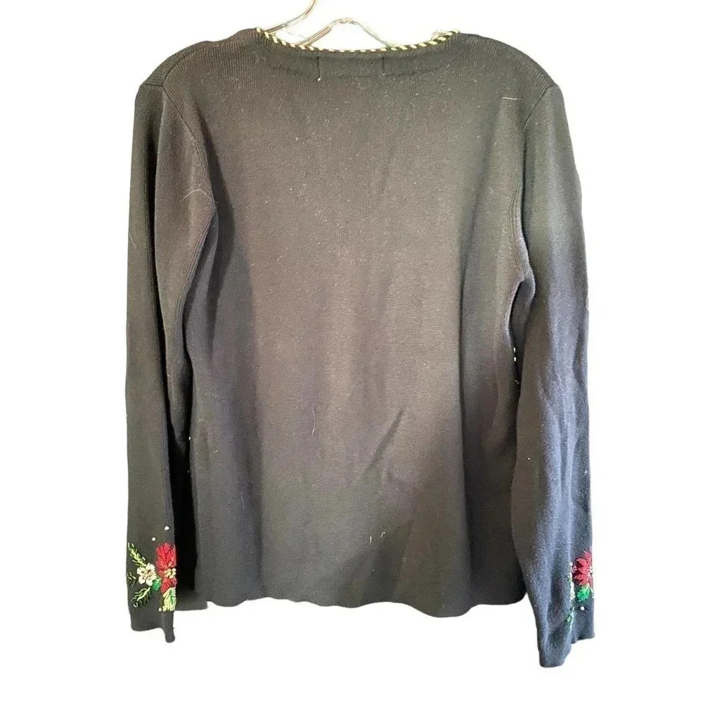Kikit Women's Beaded Sequin Knit Cardigan Ugly Christmas Sweater Size Small - Picture 6 of 6